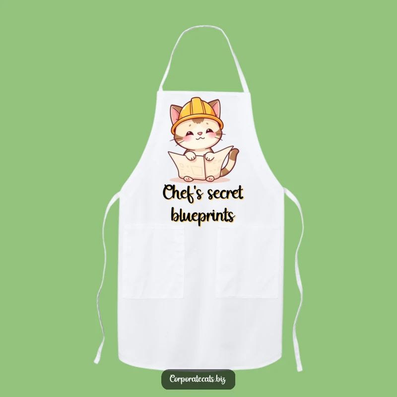 Funny Cat Architect Apron - Culinary Blueprint Design for Kitchen Comedians