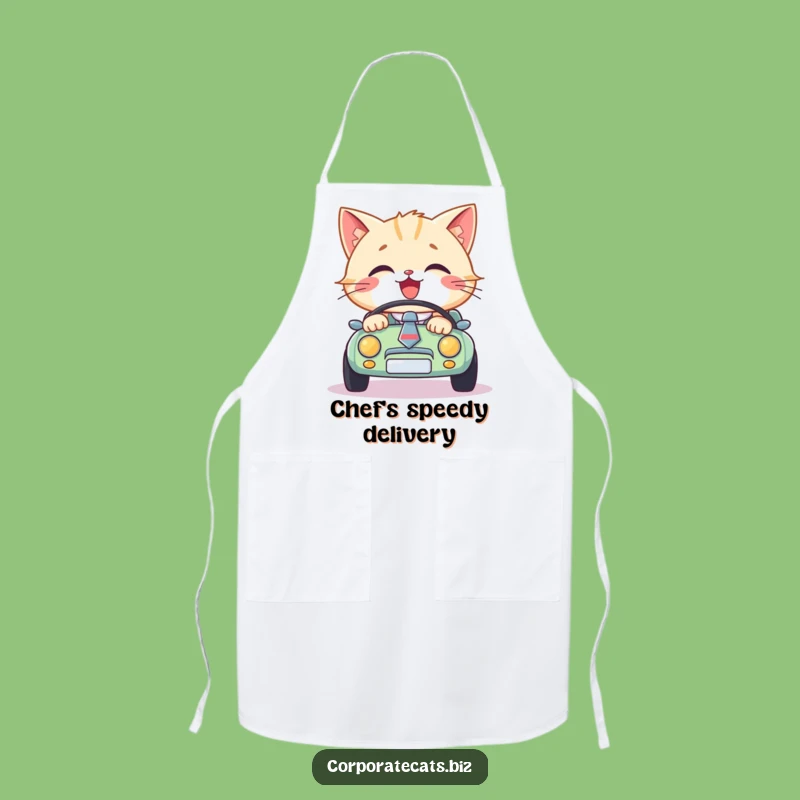 Funny Cat Driver Apron - Stylish Necktie Cat Car Design for Cooks