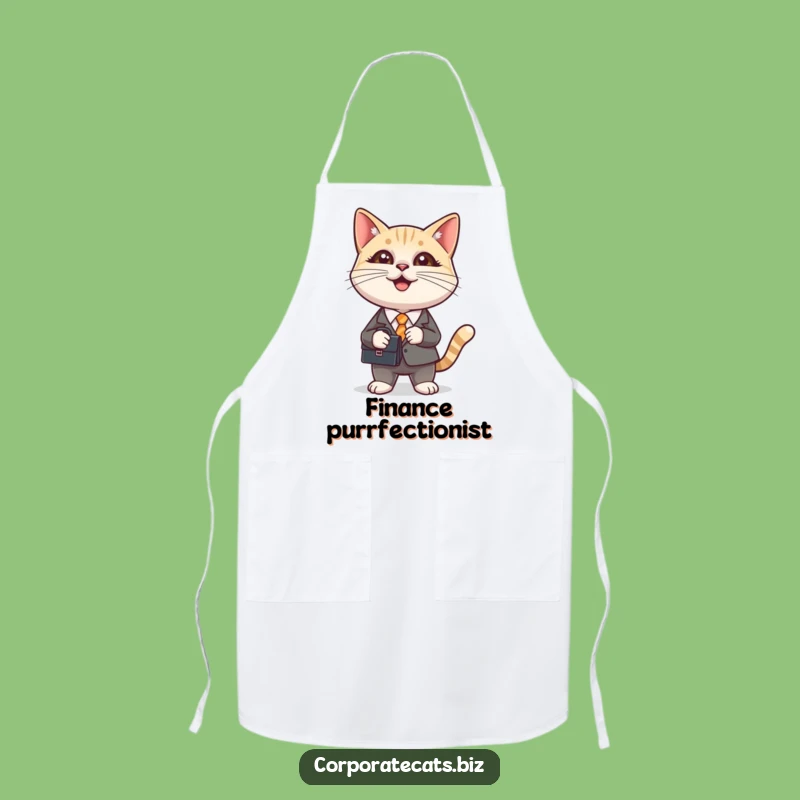 Funny Cat in Suit Holding Briefcase Apron: Hilarious Kitchen Wear for Cat Lovers