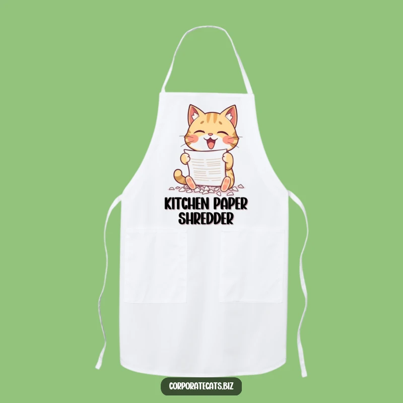Funny Apron: Cat Shredding Documents - Kitchen Chaos Humor Gift!