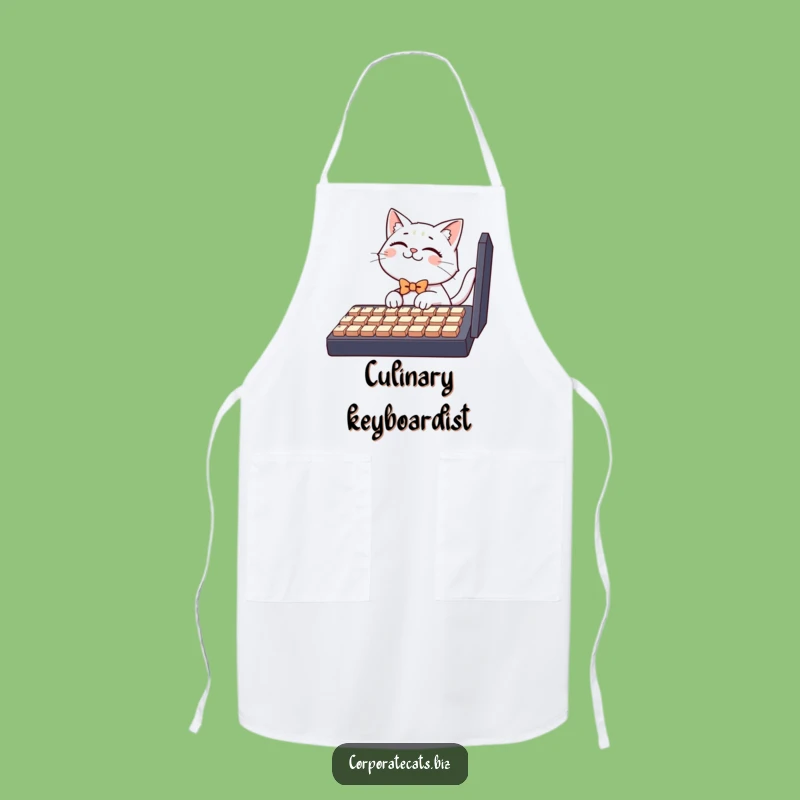Funny Apron: Keyboard Cat with Bowtie, Chef's Tech Humor Funny Gift