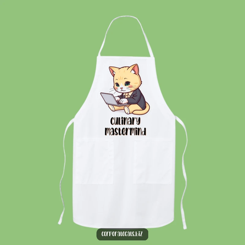 Funny Cat Suit Typist Apron - Kitchen Business with Flair