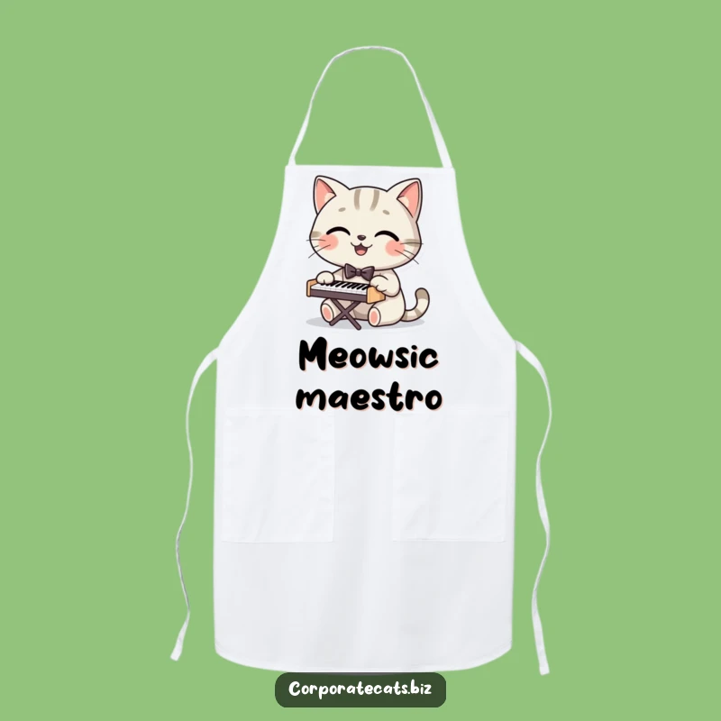 Funny Dapper Cat Pianist Apron: Cook with Class and Hilarious Feline Flair