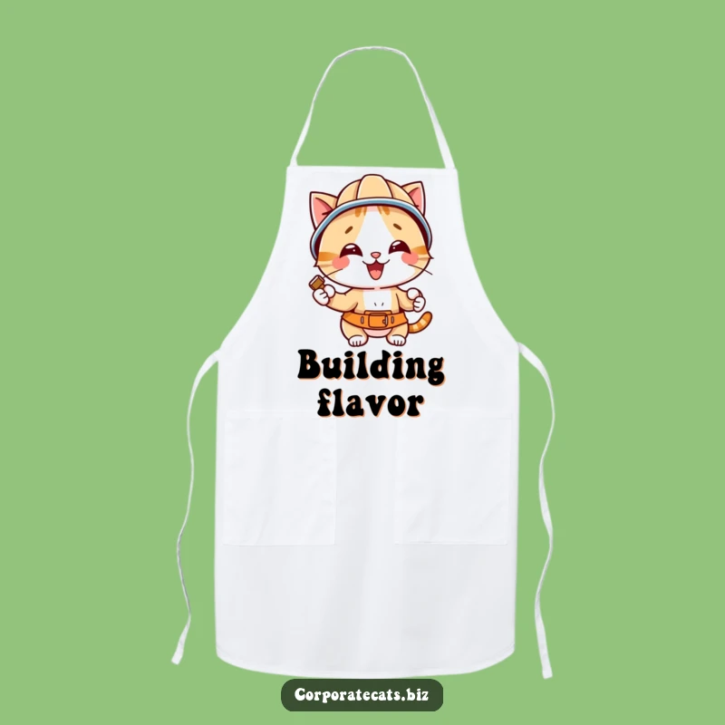 Funny Hard Hat Cat Apron - Chef's Choice for Kitchen Construction!