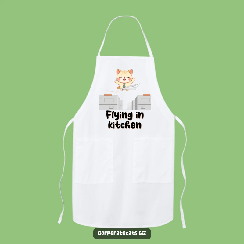 Funny Paper Airplane Cat Apron - Hilarious Kitchen Adventure for Cooks