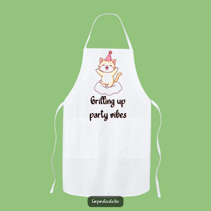 Funny Party Cat Apron - Festive Kitchen Dancing Humor Gift