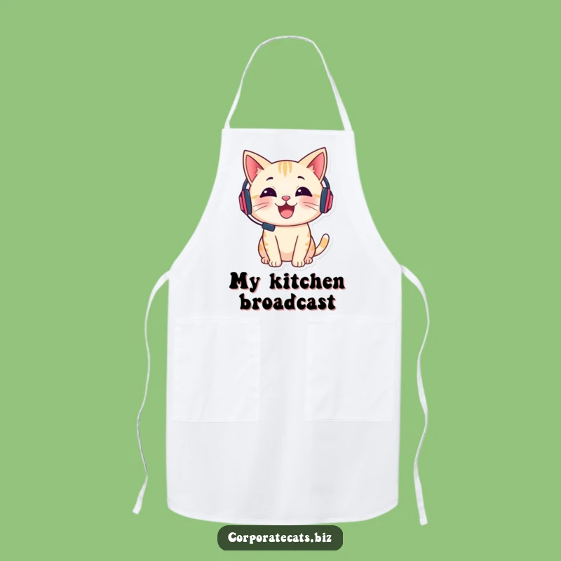 Funny Chef Cat Apron - Cheerful Headset Talker Kitchen Fun