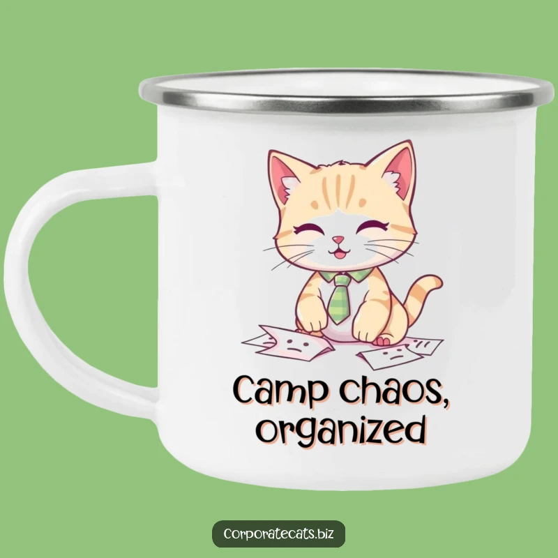 Funny Cat Tie Camping Mug: Fumbling Outdoors, Hilarious Adventure Gift