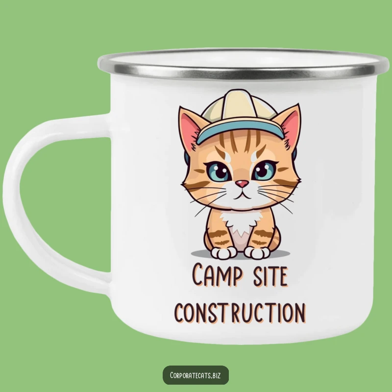 Funny Hard Hat Cat Camping Mug: Rugged & Hilarious Outdoor Feline Gear