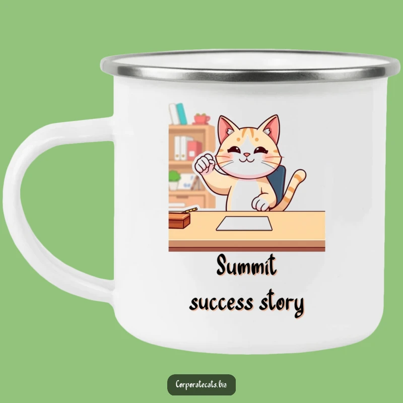 Funny Cat Fist Pump Camping Mug - Victory on the Go