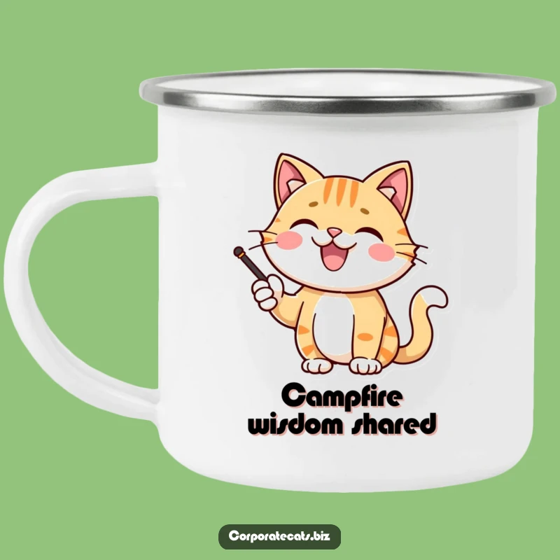 Funny Cat Presentation Camping Mug: Lead Your Adventures with Feline Smarts