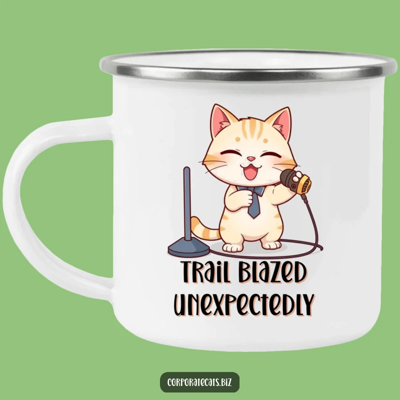 Funny Cat Presenter Camping Mug: Campfire Stories & Mic Fails - Epic Funny Gift!