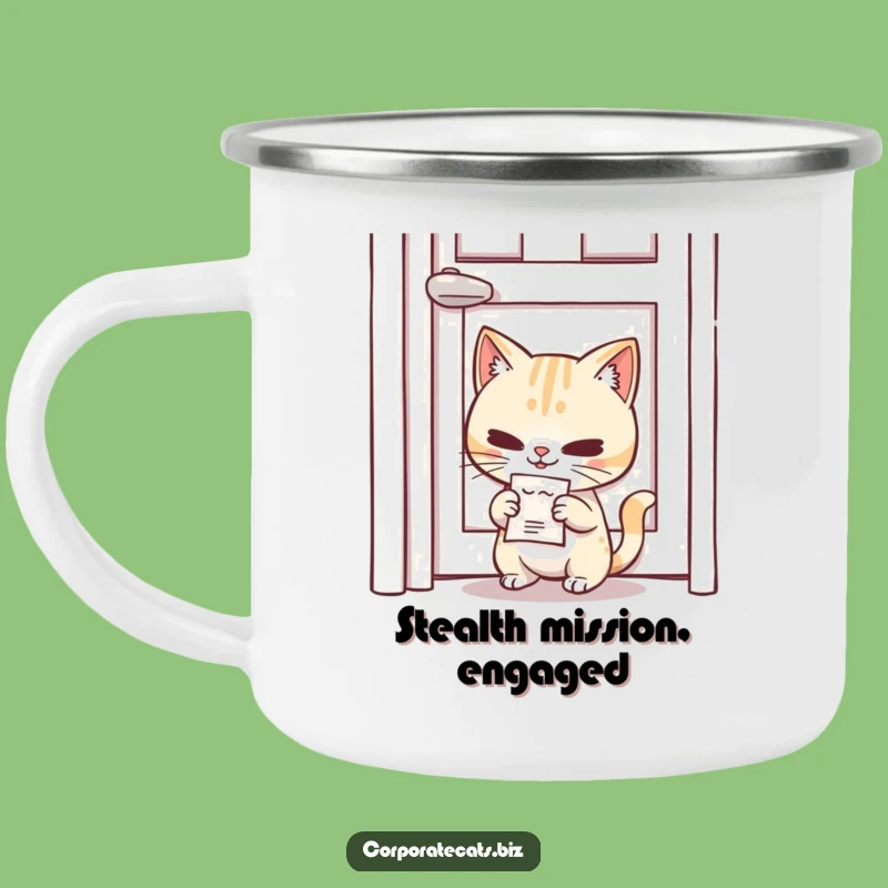 Funny Covert Cat Camping Mug: Mischievous Cat Memo, Perfect Funny Gift