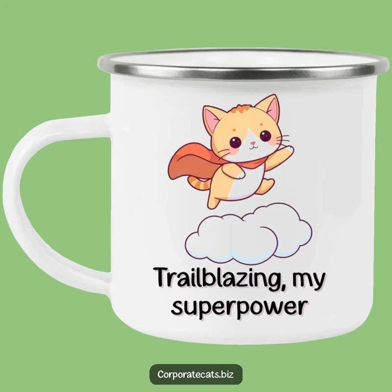 Funny Superhero Cat Camping Mug - Outdoor Adventure Cape Gift
