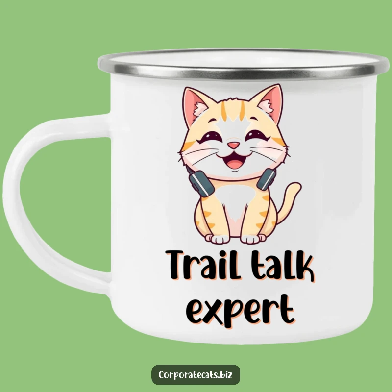 Funny Cheerful Cat Camping Mug - Durable Talking Feline Cup - Hilarious Outdoor Gift