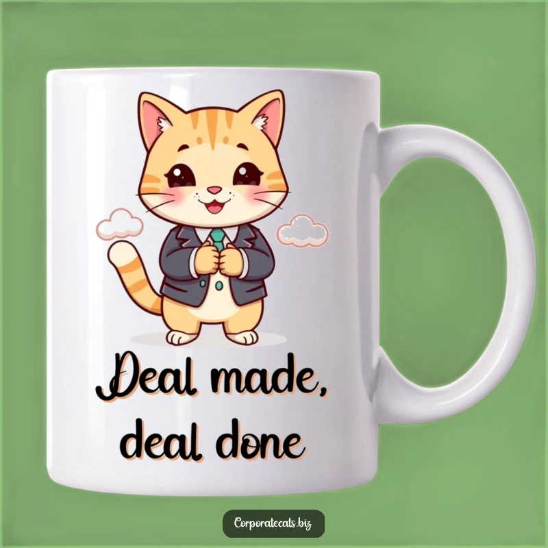 Funny Business Cat Shaking Hands Cloud Mug - Perfect Executive Gift