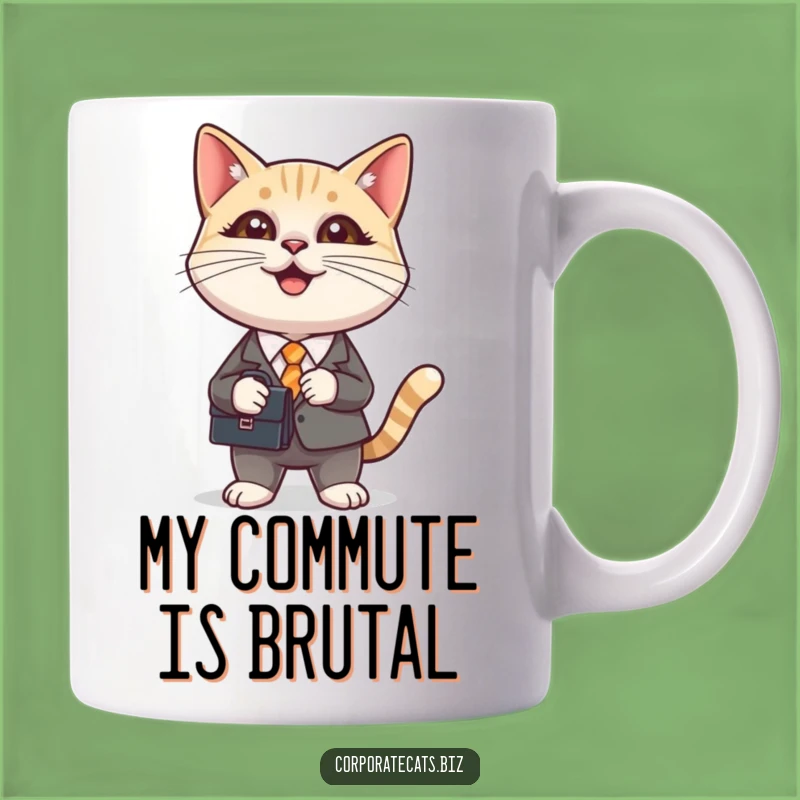 Funny Cat in Suit Holding Briefcase Mug: Perfect Business Humor Gift Idea