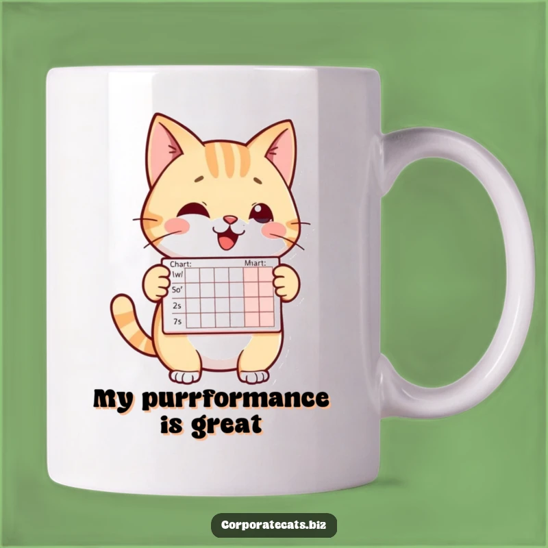 Funny Cheerful Cat Mug: Presenting Tiny Chart, Hilarious Gift for Office Humor