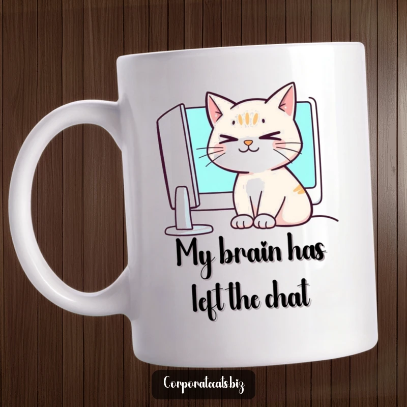 Funny crossed-eyed cat staring blankly at a computer screen, embodying hilarious digital overload and relatable work stress.