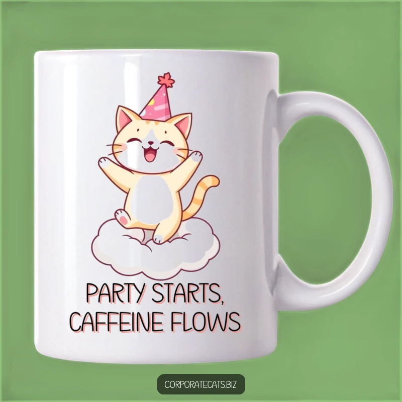 Funny Party Cat Dancing Cloud Mug - Joyful Celebration Gift Idea