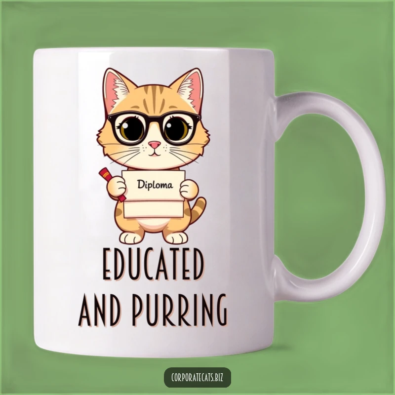 Funny Sophisticated Cat Mug - Educated Feline Diploma Gift - Hilarious Graduation Coffee Cup