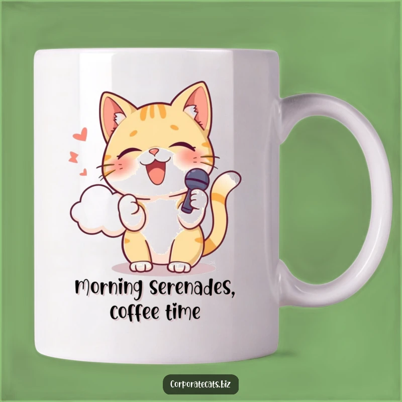Funny Singing Cat Microphone Cloud Mug - Karaoke Star Gift Idea