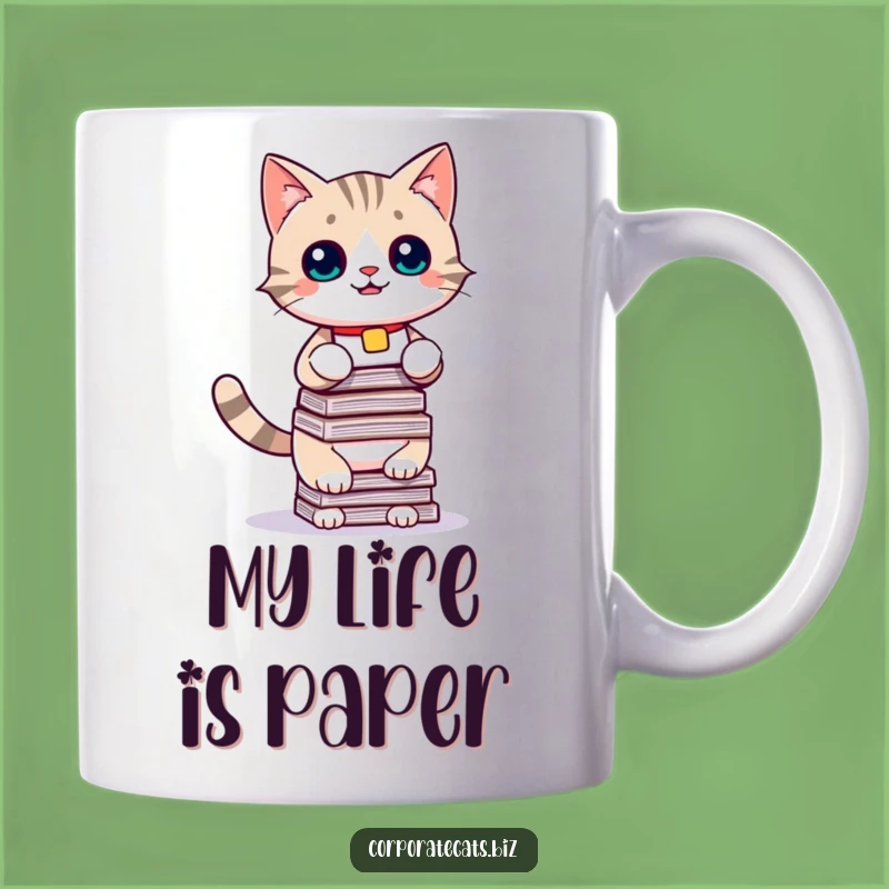 Funny Office Cat Mug: Playful Feline Document Balancer, Perfect Funny Gift for Colleagues