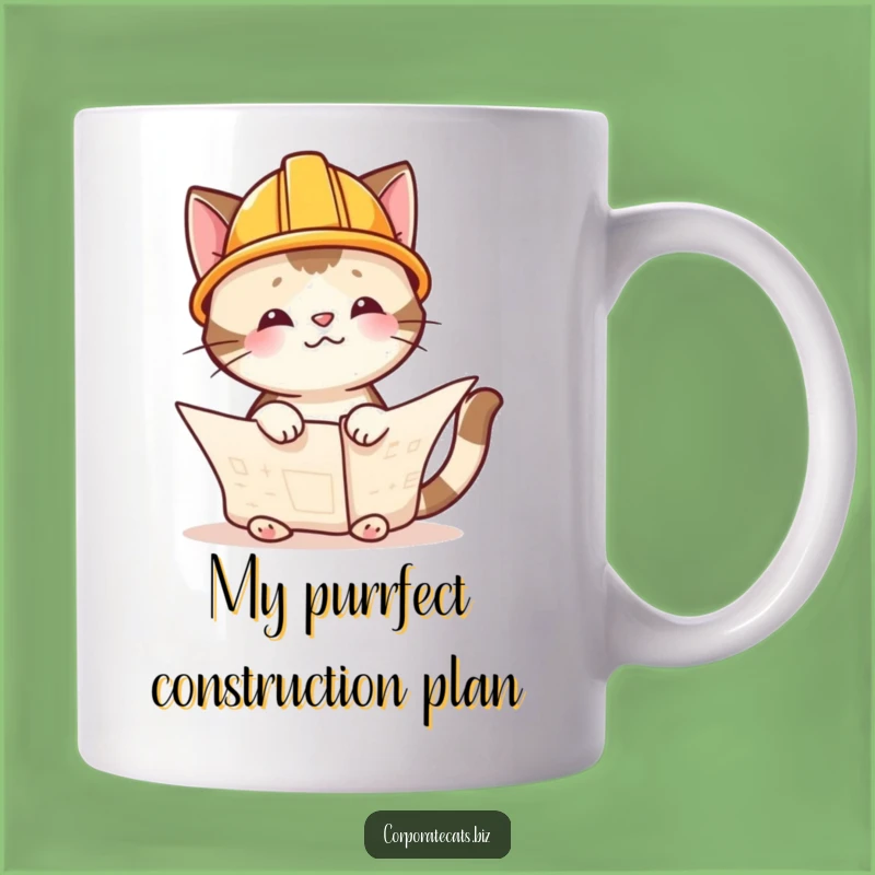 Funny Cat Architect Mug - A Hilarious Construction Blueprint Gift for Cat Lovers