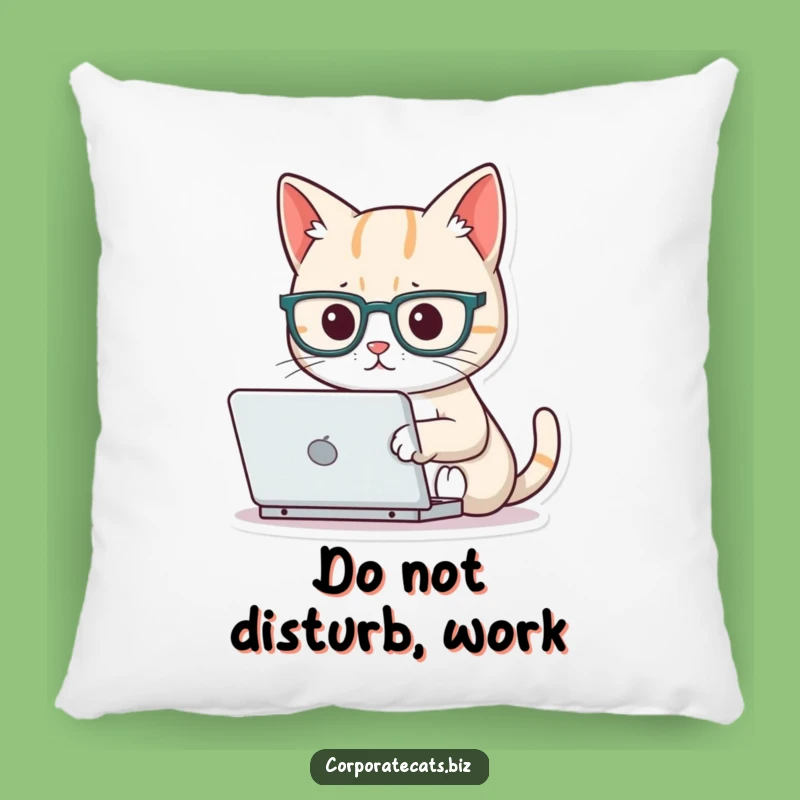 Funny Focused Cat Laptop Glasses Pillow: Soft Comfort & Feline Study Gift