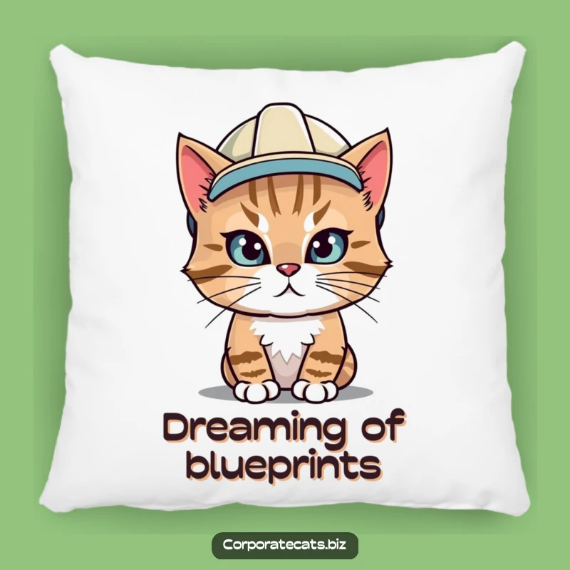 Funny Hard Hat Cat Pillow: Cozy & Hilarious Construction Feline Accent