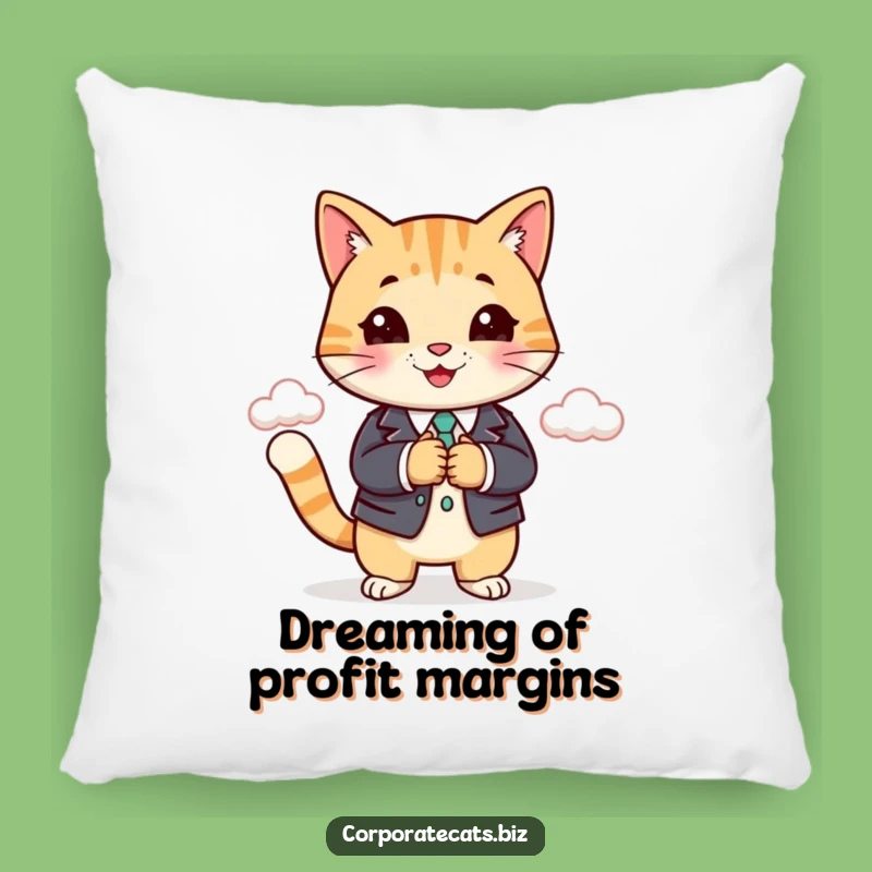 Funny Business Cat Pillow - Comfy Cute Corporate Humor Accent Pillow Gift