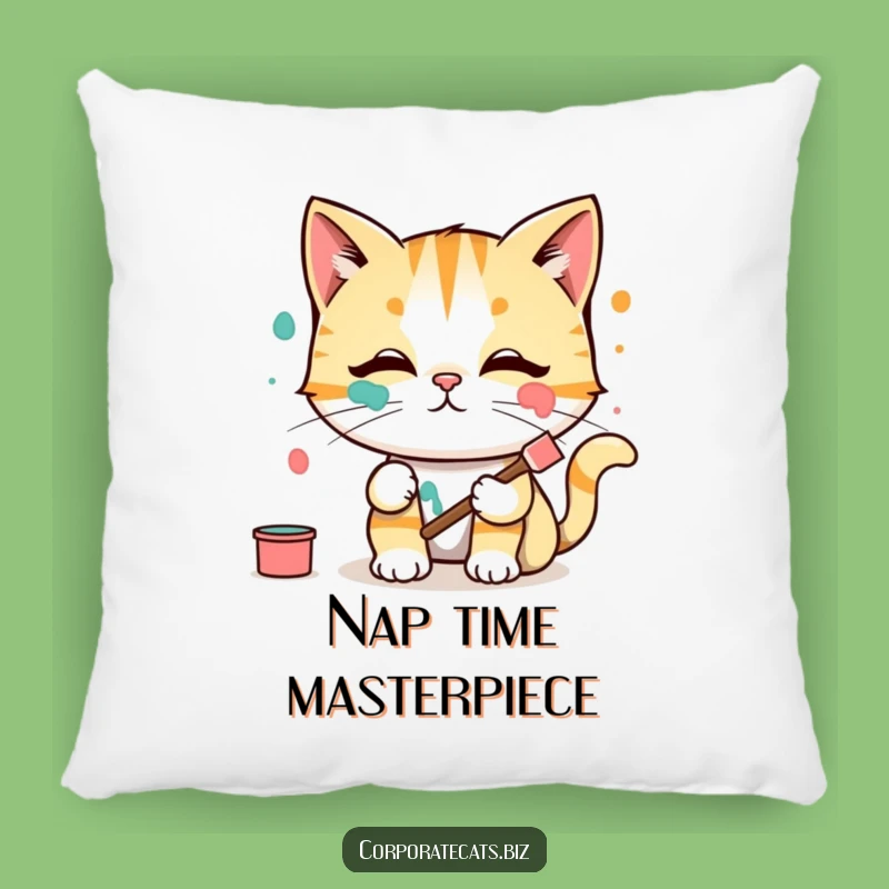 Funny Cat Artist Pillow: Cozy Creative Mess - Soft Funny Gift!
