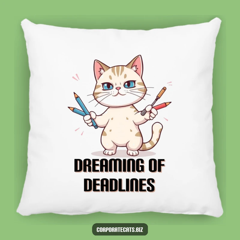 Funny Cat Juggling Pens Pillow - Cozy and Hilarious Accent for Your Sofa