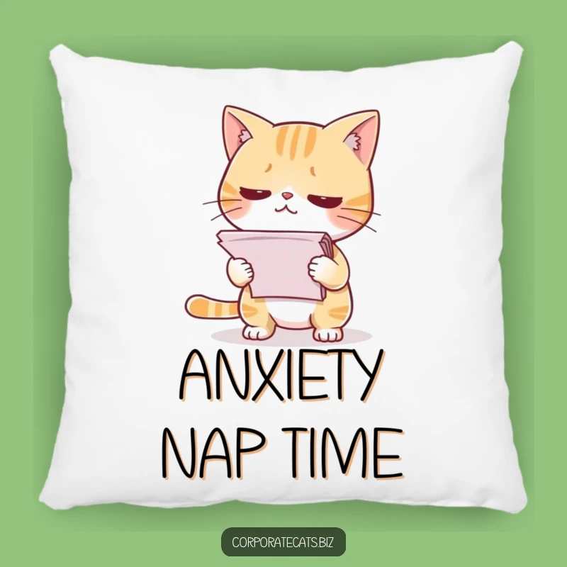 Funny Cat Nervous Papers Pillow - Cozy Comfort for the Anxious Soul