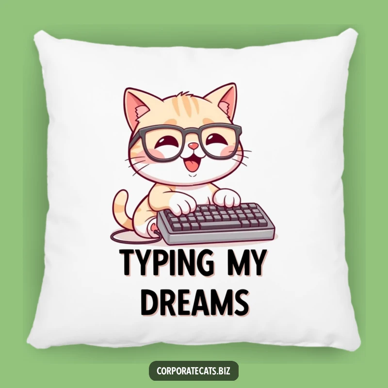 Funny Keyboard Cat Pillow: Happy Cat Typing, Cozy Accent Pillow, Perfect Funny Gift