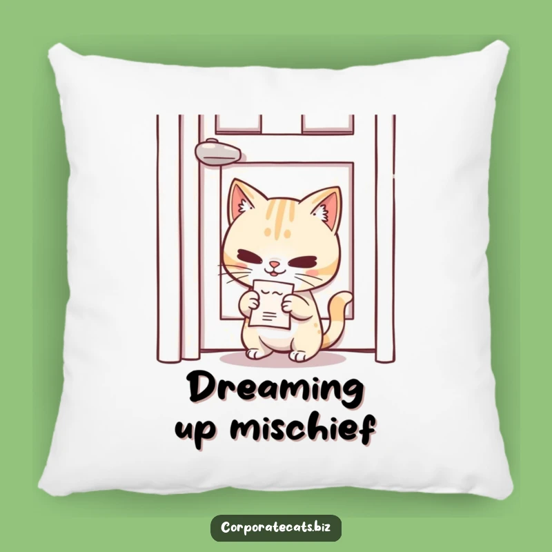Funny Mischief Cat Pillow: Cat Slipping Memo, Comfy Accent Pillow, Funny Gift