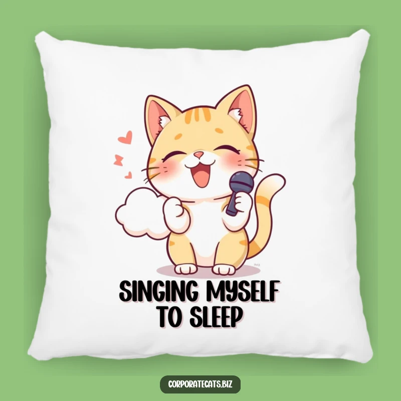 Funny Singing Cat Pillow - Cozy Microphone Feline Accent Pillow Gift