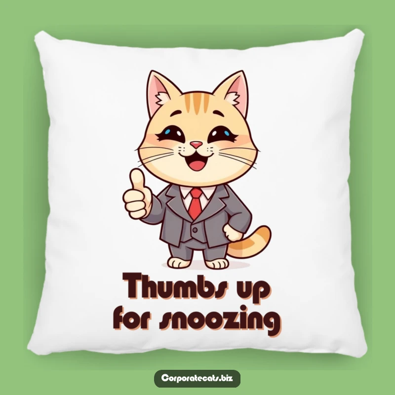 Funny High Five Cat Pillow: Smiling Cat in Suit, Comfy Accent Pillow, Funny Gift