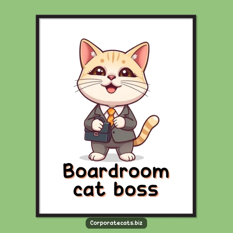 Funny Cat in Suit Holding Briefcase Digital Art: Instant Hilarious Feline Decor
