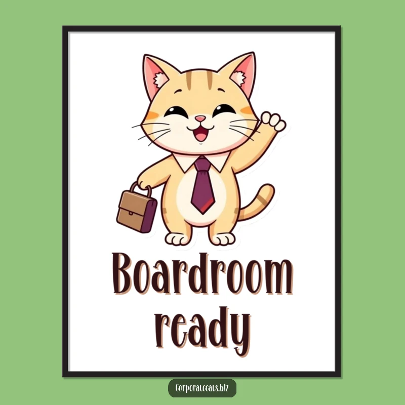 Funny Cat Executive Digital Print: Hilarious Office Decor, Instant Download Gift