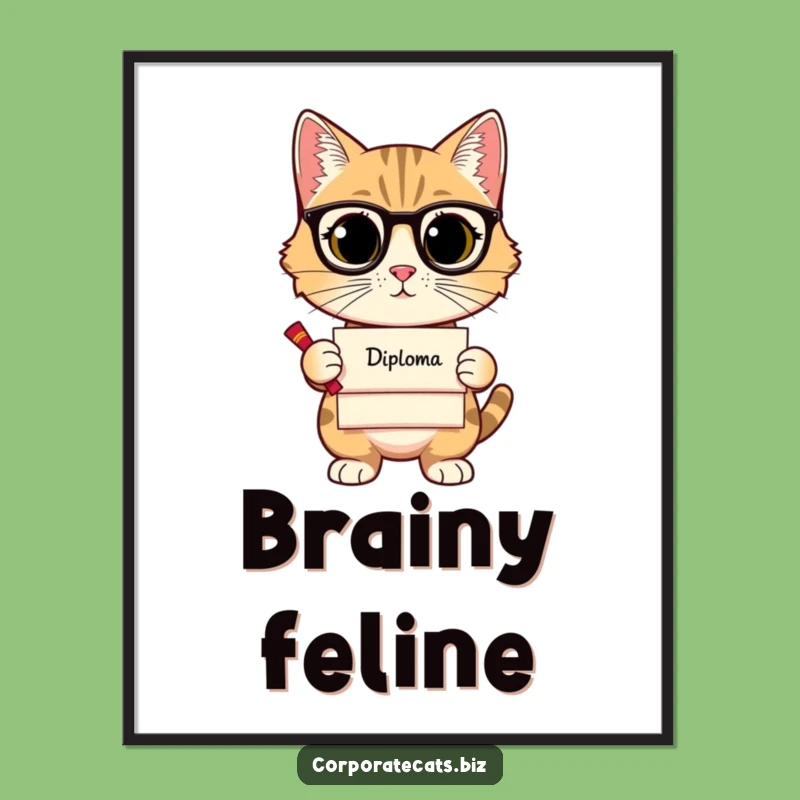 Funny Sophisticated Cat Digital Art - Educated Feline Printable - Hilarious Instant Download Gift