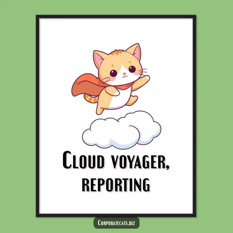 Funny Superhero Cat Digital Art - Printable Cape Wall Art Gift