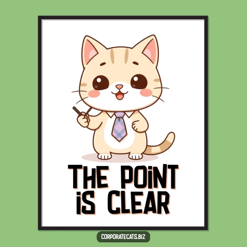 Funny Cat Presentation Digital Art - Instant Educational Feline Decor