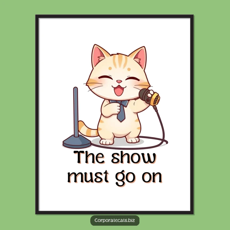 Funny Cat Presenter Digital Art: Stage Fright Vibe - Instant Funny Gift!