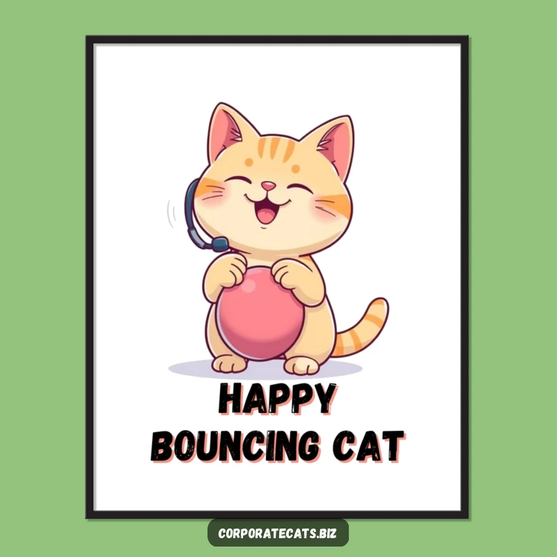 Funny Digital Art: Headset Stress Ball Cat Print, Calm Vibes Funny Gift