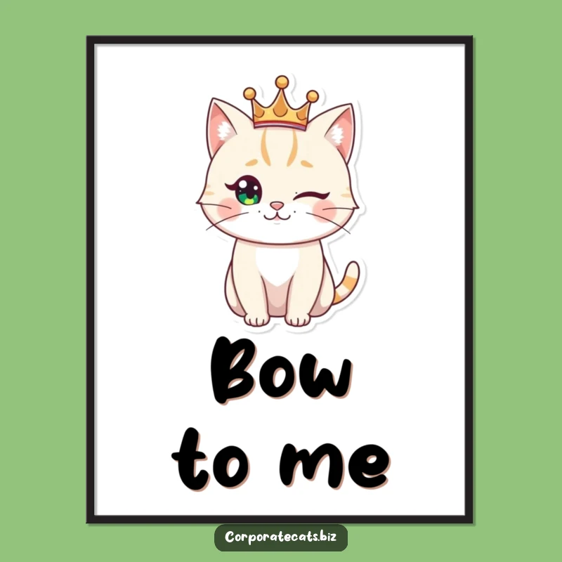 Funny Royal Cat Art Print: Regal Winking Decor, Instant Funny Gift