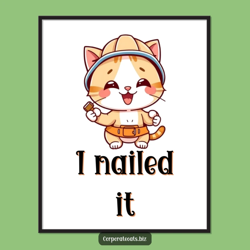 Funny Hard Hat Cat Digital Art - Hilarious Construction Scene Decor