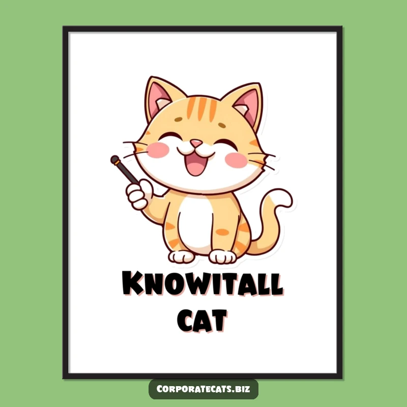 Funny Cat Presentation Digital Print: Instant Beaming Cat Art Download