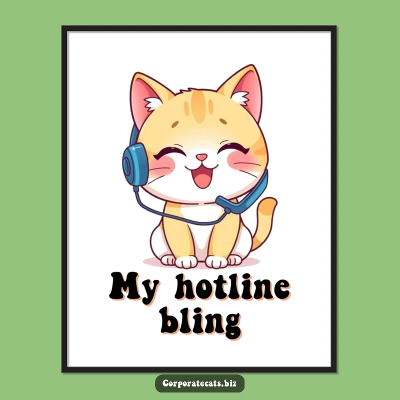 Funny Call Center Cat Digital Art - Hilarious Printable Decor for Any Room