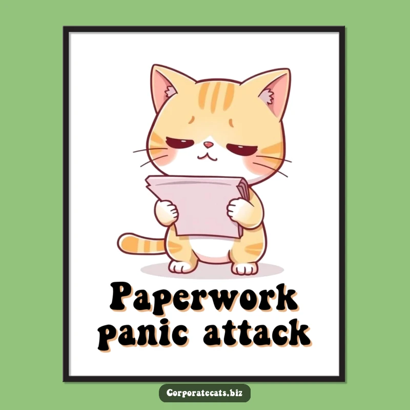 Funny Cat Nervous Papers Digital Art - Hilarious Printable for Instant Relief